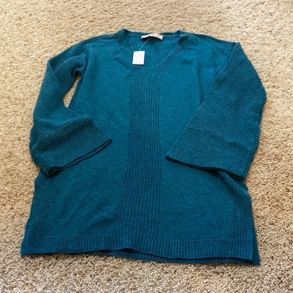 Loft Wool blend chunky long blue sweater size XS